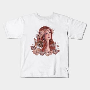 Freya goddess art with lynx by Renee Lavoie Kids T-Shirt